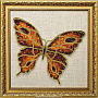 Янтарное панно "Бабочка на джуте", фотография 1. Интернет-магазин ЛАВКА ПОДАРКОВ