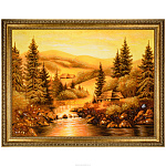 Янтарная картина "Домик у ручья" 60х80 см