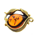 0045078/2065.4 Брошь Винтажный листик 1 (коньячный)