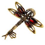 Брошь с янтарем "Ключик. Стрекоза"