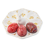 Тарелка-пасхальница с ручной росписью "Кролик" на 8 яиц