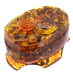 0046913/10*8см Янтарь Шкатулка овальная с цветком 10*8см (янтарная заливка)