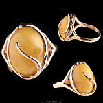 820255/5,11г  Серебро 925* КОЛЬЦО вст.Янтарь позолота