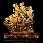 0066236/7см Янтарь Сувенирный Кораблик11см малый (янтарь, заливка)