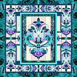 500016 Сувенирный платок "Каменный цветок" 90*90, шелк 70% вискоза 30% МД Нины Ручкиной