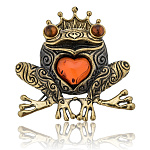 0045258/1813.4 Брошь Лягушка Царевна (коньячный)