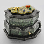 6239/2105 Нат.камень ЛАРЕЦ "Домик" Змеевик 