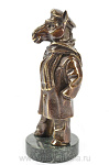 25414 Бронза патинированная Статуэтка  Символ года "Конь в пальто" Змеевик 