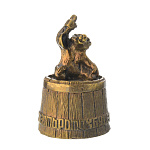 0025798 Бронза КОЛОКОЛЬЧИК "Медведь на бочке с ложкой" 2,8*4,5см