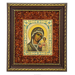 Настенная янтарная икона "Божья Матерь Казанская" 19х22 см