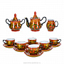 Чайный сервиз на 6 персон "Клубника". Хохлома, фотография 1. Интернет-магазин ЛАВКА ПОДАРКОВ