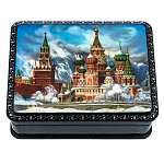 0070953  Шкатулка с росписью"Храм Василия Блаженного" 11*9*4 см