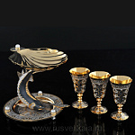 0010793 Златоуст Набор:"СТЕРЛЯДЬ" Икорница+3стопки Хрусталь)