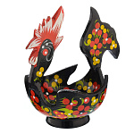 27970  Хохлома СОЛОНКА "Петушок" миниатюра 12*12см