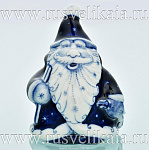 0029059 Гжель Скульптура "МОРОЗИК СО СКРИПКОЙ" Авт.Черновы Л.и В 