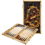 0076345 НАРДЫ янтарные "ДРАКОН" 60*30*8 (янтарь,дуб)