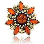 0051113/885.4 Брошь Подсолнух (коньячный)