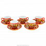 Чайный сервиз на 6 персон "Кудрина на красном". Хохлома, фотография 5. Интернет-магазин ЛАВКА ПОДАРКОВ