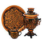 0073523-3л Самовар электрический"КУДРИНА"круглый поднос 3пр