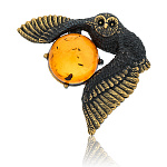 0045340/1119.4 Брошь Сова Летящая (коньячный)