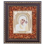 0065024-20*22,5см ИКОНА настенная "КАЗАНСКАЯ БМ" белый  (Янт.крошка)