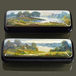 /18*6,5*см Художественная роспись  Шкатулка "Лето в деревне" в ассортименте/130