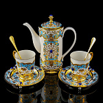  Златоуст СЕРВИЗ кофейный на 2 персоны "ГЖЕЛЬ" лазурит 210040/0206