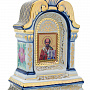 Киот настольный "Николай Чудотворец". Гжель 12х26 см, фотография 1. Интернет-магазин ЛАВКА ПОДАРКОВ