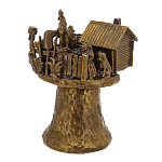 0025255 Сувенир КОЛОКОЛЬЧИК "ДЕРЕВЕНСКИЙ ДВОР" Бронза 7*9см