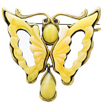 0058447/2249.4 Брошь Бабочка Затмение (коньячный)