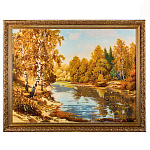 Картина янтарная "Озеро в лесу" 60х80 см