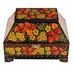 Шкатулка-ларец музыкальная "Клубника". Хохлома