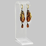 721065/11,46г  Серебро 925* СЕРЬГИ вст.Янтарь , р/п