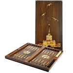 0036229 Нардовая доска с фишками "Адмиралтейство" 60*64*7см Янтарь, Мореный дуб