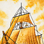 Картина янтарная "Корабль-парусник" 60х40 см, фотография 7. Интернет-магазин ЛАВКА ПОДАРКОВ