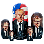 202566 Матрёшка "ВОЖДИ/ПОЛИТИКИ-ТРАМП" 5 мест ,18 см