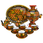 0069872-5л Самовар электрический (Шар) с сервизом на 6 персон "КЛУБНИКА"