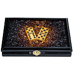 0069752-НП ЯНТАРЬ Сувенир ДОМИНО , светлые кости на шкатулке