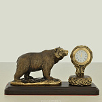 0139078/часы Бронза Скульптура "Медведь" 