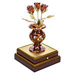 0090229-НП Янтарная композиция "ВАЗА-ТРИ БУТОНА" 25*12см(коньячный)