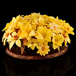 0060810-НП ЦВЕТОЧНАЯ КОМПОЗИЦИЯ НАСТОЛЬНАЯ Янтарь, дерево, лак.