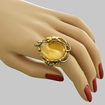 7200521/янт. королевский/13,92г  Серебро 925* КОЛЬЦО вст.Янтарь р/п