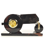 12035 Нат.камень Часы настольные "Каток" Обсидиан  