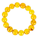 00614691-НП 13,1 БРАСЛЕТ из натурального янтаря "ШАРЫ"  коньячный 16шаров d=12см