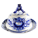 203450 Гжель  Блинница "ПРАЗДНИК" малая,в коб (СТС)