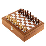 3470679 НАБОР 6 в 1 Шахматы,карты,фляга 0,8,рюмка,воронка018*24 см