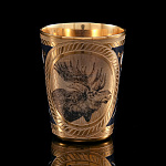 0019346 /ЛТ ЗЛАТОУСТ  Стопка украшенная Лось h=5,5см d=4,2см