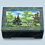 0023492/П Нат.камень Шкатулка с рисунком  БОЛЬШАЯ Змеевик (2137)