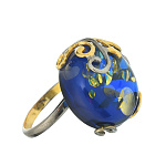 0068192/6,81г Серебро 925* КОЛЬЦО  вст.Янтарь родий/позолота