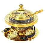 0069024 Златоуст ИКОРНИЦА "ТРИ ОСЕТРА"позолота, фианиты в П/У 